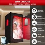Personal Portable Steam Sauna Tent，Portable Infrared Sauna for Home，Can be Used for Outdoor Saunas or Indoor Saunas，Equipped with Folding Chairs Remote Control and Sauna Box（Black） - Image 5