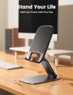 Lamicall Ultra-Thin Foldable Cell Phone Stand for Desk | 0.59" Slim Fold, Height & Angle Adjustable, Sturdy Metal Base, Thick Case Friendly for iPhone 17/16/15/14 Pro Max, Galaxy S26 - Image 5