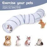 Sheldamy Cat Tunnel, S-2-Way Cat Tunnels for Indoor Cats, Collapsible Cat Play Tunnel, Interactive Toy Maze Cat House with 1 Play Ball for Cats, Puppy, Kitty, Kitten, Rabbit (White & Gray) - Image 6