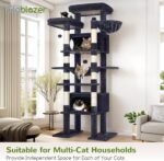 Globlazer Giant Tall Heavy Duty Cat Tower for Indoor Large Cats, F83B | XXL Multi-Level Large Cat Condo with 8 Scratching Posts, Hammock, 2 Cat Caves, 2 Platform, Dark Grey - Image 6
