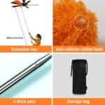 Cobweb Duster with Extension Pole,Cleaner Outdoor 110" Telescoping Extended Sspider Brush, Dusting Kit,Long Handle Reach for High Ceilings and Fans,Microfiber Webster Remover Tools Feather Dusters - Image 10