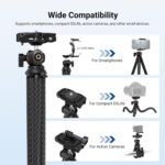 NEEWER Flexible Phone Tripod, Small Mini Camera Webcam Desk Stand, Phone Holder & Action Camera Mount Adapter Compatible with iPhone GoPro DJI Pocket 4 3 Xtra Muse Insta360 for Video Recording, TP34 - Image 8