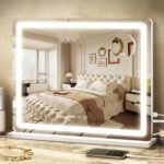 ROLOVE 23"x 18" Large Vanity Mirror with Lights, LED Makeup Mirror for Dresser and Desk, 10X Magnification, Dimmable Touch Control, Wall Mounted or Tabletop Mirror for Bedroom (White) - Image 2