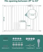 Babelio Baby Gate with Adjustable Cat Door, CatPrivilege III, 29-43" | Auto-Close, Pressure Mounted with No Drilling, Dual Lock Safety Gates For Stairs, Doorways and House, Easy Walk Thru, White - Image 9