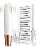 Dermaplane Razor for Women Face: Sonic Dermaplaning Tool for Silky Skin | Painless Electric Facial Exfoliation & Peach Fuzz Hair Removal with LED Light, 3 Speeds, Non-Irritating, 8 Blades (White) - Image 2