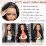 13x6 Lace Front Wigs Human Hair 28 Inch Body Wave HD Lace Front Wigs Human Hair Pre Plucked 200 Density with Baby hair Transparent Lace Frontal Wigs for Women Natural Color - Image 5