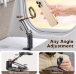 OMOTON TP02 [360° Rotating] Stable Clip Magnetic Phone Tripod for iPhone 17 | Aluminum Cell Phone Stand, Back Magnet Base, Fold 3-Adjustment, Women Men Gift, Fits Vlog, Gym, Travel Essentials Accessories - Image 6