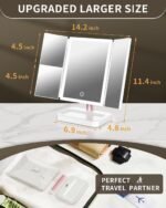 BERTHALESS Makeup Mirror Vanity Mirror with Lights, 1X 2X 3X Magnification | 14.4"L x 9.1"W, 2400mAh,76 LEDs,3-Color Lights, HD View for Skincare,Dorm Essential,Birthday Gifts for Mom,Women,Wife,Girls - Image 5