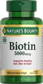 Nature's Bounty Biotin 5000 mcg, 150 Softgels | Supports Metabolism for Cellular Energy, Healthy Hair, Skin, Nails - Image 2