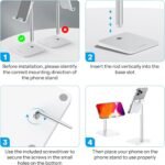 OMOTON CA02 Cell Phone Stand with Charging Hole for Desk Lightweight Silver | Fits iPhone 17/Samsung Galaxy 4-7" · Hands-Free Call · Gaming · Live Streaming · Compact Portable for Travel, Office, Home - Image 4