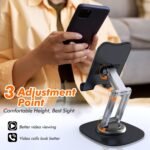 Metal Phone Stand, Adjustable Foldable Cell Phone Stand Holder for Desk - Image 4