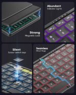 Samsers Full-Size Foldable Bluetooth Keyboard with Backlit for Phone -Black | 0.65in keycap, PU Leather Cover, Backlight, Mobile Working, Phone Stand, BT 5.1 x 3, On-the-go, for Travel Business Use - Image 9