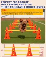 Dog Agility Course Backyard Set, Dog Agility Hurdle Cone Set | Height Adjustable Crossbar for Rehabilitation & Beginners, Dog Agility Equipment for Dog Obstacle Course - 12 Inch Orange - Image 3