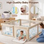 Foldable Baby Playpen with Mat, Foldable Baby Fence Play Yards for Babies and Toddlers, Play Pen with Breathable Mesh and Anti-Fall Pads (71"×59") - Image 6