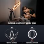 NEEWER Basics 10" Selfie Ring Light with Tripod Stand/2 Phone Holders Compatible with iPhone/QR Plate, Dimmable LED Ringlight Lighting for YouTube TikTok Vlog Video Recording Makeup Streaming, RP10-H - Image 6