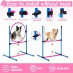 Dog Agility Course Backyard Set, Dog Agility Equipment, Pet obstacle Course Backyard with 6 Dual Mode Weave Poles, 2 Adjustable Hurdle, Jump Ring, Tunnel, Pause Box, Toy Balls and 2 Carrying Bags,Pink - Image 5