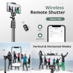 SENSYNE 72" Phone Tripod, Extendable Cell Phone Tripod Stand, Selfie Stick with Wireless Remote and Phone Holder, Compatible with iPhone Android Phone, Camera - Image 7