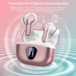 Wireless Earbuds, Bluetooth 5.4 Headphones HiFi Stereo, Bluetooth Earbuds | With ENC Noise Cancelling Mic, IP7 Waterproof in Ear Earphones, 48H, LED Display Ear buds for Pad Phones Workout, Rose Gold - Image 7