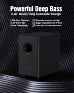 Wooden 5.1.2 Virtual Surround Sound System, 4 Surround Speakers Wired, 400W Peak Power, Sound Bars for Smart TV w/Subwoofer, 5.25'' Deep Bass, Home Theater TV System, ARC/Opt/BT/AUX - Image 8