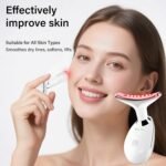 Red Light Therapy for Face, 7 Color LED Facial Light Therapy Wand for Skin Care at Home Blue Light Therapy Face Massager Tool for Neck (White) - Image 4
