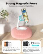 Viozon Phone Holder for Bed, Magnetic Pillow Stand, Compatible with 4-7" Phone/Kindle with Small Storage, Removable Suction Base for Stability, Idea for Kindle Reading and Video Watching On Bed,Pink - Image 6