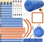 Dog Agility Training Equipment, 60-piece Dog Obstacle Course Training Starter Kit Pet Outdoor Game with Tunnel, Agility Hurdle, Weave Poles, Jump Ring, Pause Box, Toy Balls and Storage Bag | Training Starter Set: 8 Weave Poles, Adjustable Hurdle, Jump Ring, Tunnel, Pause Box, Balls, Whistle, Pouch and 2 Carry Bags - Image 9