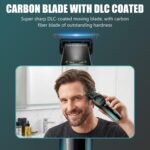VGR 888T Hair Trimmer for Men, T-Blade, 8000RPM, DLC-Coated Blade, Green | Cordless detail trimming; LED display; built-in light; 2000mAh battery; USB charging base; 1/2/3mm combs - Image 4