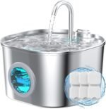 Cat Water Fountain Stainless Steel: Pet Fountains for Cats/Dog Indoor Automatic Waterer Bowls for Drinking Small Animal Water Dispenser Metal Pets Watering Faucet Bottle Auto Kitty Watering Supplies - Image 2