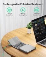 Samsers Foldable Bluetooth Keyboard with Touchpad, Ultra Slim Compact,Grey | Multi-touch Trackpad, Full Size, Phone Holder, USB-C Charging, 1 Device, for Android Windows iOS Mac OS, Mobile Productivity - Image 5