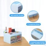 LETURE Office Desktop Organizer with Drawer, Stationary Organizer Desk Caddy, Pen/Pencil/Business Card/Sticky Note Tray/Paperclip Holder Storage Box (Blue) - Image 7