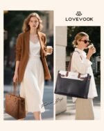LOVEVOOK Laptop Tote Bag for Women Work, Teacher Tote Bag with Large Cup Holder, Waterproof Leather Computer Bag - Image 3