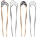 Chuangdi 4 Pieces U Shaped Hair Fork Vintage Metal Hair Pin Stick Elegant Headdress Accessory for Woman Girl(Gold and Silver) - Image 2