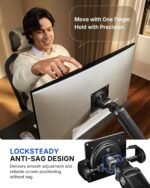 HUANUO FlowLift™ Pro Monitor Arm for 13–32" Screens, MechaSpring Monitor Mount, Fully-Adjustable Monitor Stand with Tilt/Swivel/Rotation, Tool-Free VESA Mount, C-Clamp/Grommet Base, Max Load 19.8 lbs - Image 5