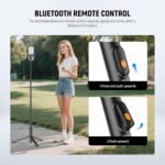 NEEWER 57.9" Selfie Stick Tripod Compatible with iPhone Samsung Android, Metal Portable Lightweight Travel Cell Phone Stand with Phone Holder Mount & Remote for Video Recording Filming, PA992 Black - Image 5