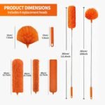 Cobweb Duster with Extension Pole,Cleaner Outdoor 110" Telescoping Extended Sspider Brush, Dusting Kit,Long Handle Reach for High Ceilings and Fans,Microfiber Webster Remover Tools Feather Dusters - Image 3