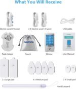 NURSAL 24 Modes TENS Unit Muscle Stimulator for Pain Relief, Rechargeable Electronic Pulse Massager, 8 Pcs Pads, Drug-Free Pain Relief for Shoulder, Back, Muscle, ABS Pads Holder - Image 9