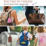 Luggage Tags for Suitcase Personalized Initial Leather Bag Tags | Embossed Travel Tags, 3 Info Cards, Privacy, Travel Essentials, Monogrammed Letter, Backpack Tags, Women and Men, Brown C - Image 6