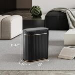 ELPHECO Black Bathroom Trash Can with Lid 2 Gallon Sensor Trash Bin, Automatic Narrow Garbage Can, Waterproof Smart Trash Can, Slim Motion Sensor Waste Bins for Bathroom, Living Room, Office | Automatic Garbage Can, IPX5 Waterproof Plastic Wastebasket, Slim Trash Bin for Bathroom, Living Room and Office - Image 3