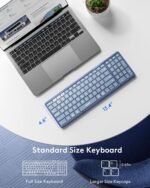 Samsers Full-Size Foldable Bluetooth Keyboard with Numeric Keypad - Blue | Number Pad, PU Leather Cover, 3-Device Switching, BT 5.1, Velvet Bag, USB-C charging, for PC tablet phone, for Travel Use - Image 4