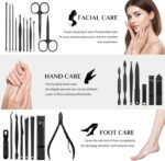 MINKINH Manicure Set Professional Nail Clipper Kit-26 Pieces for Men, Black | Stainless Steel Manicure Kit, Nail Care Tools with Luxurious Travel Case Nail Grooming Kit Gift for Husband Boyfriend Parent - Image 4
