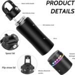Stainless Steel Water Bottle with Portable Bluetooth Speaker TWS | BT5.3 Wireless Speaker,RGB Light,BPA Free Tumbler with Handle,Flip Straw and Spout,24Hr Cold,Leakproof,Camping Sport Beach - Image 5