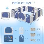 Baby Playpen, 18-Panel Foldable Play Pen for Babies and Toddlers, Indoor Outdoor Baby Fence with Sensory Play Panel, Adjustable Shape Activity Play Center, Portable & Easy Assemble - Image 3
