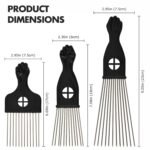 3-Piece Stainless Steel Afro Hair Pick Set, Fist Design for Men & Women, Perfect for Natural Curly Afro Hair, Essential Hairdressing Styling Tool - Image 5