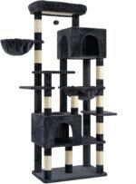 Heybly Cat Tree, 76-Inch Tall Heavy Duty Cat Tower for Big Cats HCT039G | Multi-Level Large Cat Furniture with Extra Wide Baseboard, 2 Condos & 2 Hammocks, 10 Scratching Posts, Smoky Gray - Image 5