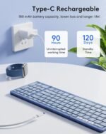 Samsers Full-Size Foldable Bluetooth Keyboard with Numeric Keypad - Blue | Number Pad, PU Leather Cover, 3-Device Switching, BT 5.1, Velvet Bag, USB-C charging, for PC tablet phone, for Travel Use - Image 6