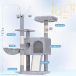 Hey-brother Cat Tree Tower with Removable Toys, Scratching Posts, MPJ008SW | 41.3 Inches Plush Cozy Condo with Platform, Hammock, Sisal Scratch Board and Ball for Indoor Cats, Light Gray - Image 8