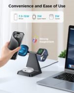Charging Station for Multiple Devices Apple: Woruda 3 in 1 Magnetic Wireless Charger Stand for Mag Safe iPhone - Nightstand Charging Dock for iPhone 16 15 14 13 12 Pro Max Plus Apple Watch Airpods - Image 4