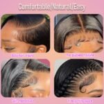 CHEEON 13x4 HD Lace Frontal 14 Inch Brazilian Straight Ear to Ear Human Hair Frontal HD Lace Virgin Human Hair Frontals Pre Plucked with Baby Hair 150% Density Natural Black - Image 7