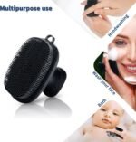 Face Scrubber, Silicone Face Scrubber for Men Facial Cleansing Brush Silicone Face Wash Brush Manual Waterproof Cleansing Skin Care Face Brushes for Exfoliating- Black - Image 4