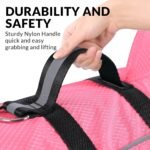 Small Dog Life Jacket Shark Light Puppy Life Vest for Swimming | Dog Life Vest for Boating Kayaking Canoeing - High Buoyancy Reflective Pet Lifesaver with Rescue Handle/ Leash Hook Pink,XS - Image 4